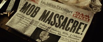 Movie still from “Gangster Squad” (2013), directed by Ruben Fleischer – The front page of the los angeles examiner; Extreme Close Up shot, High angle