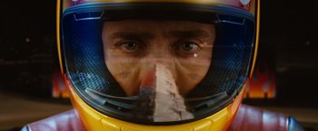 Movie still from “Ghost Rider” (2007), directed by Mark Steven Johnson – A person wearing a helmet; Extreme Close Up shot, Overhead angle