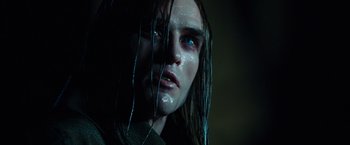 Movie still from “Ghost Rider” (2007), directed by Mark Steven Johnson – A person with long hair; Close Up shot, Low angle