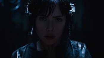 Movie still from “Ghost in the Shell” (2017), directed by Rupert Sanders – Scarlett johansson in a scene from the movie ghost in the shell; Close Up shot, Overhead angle