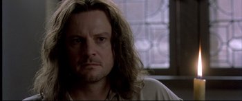 Movie still from “Girl with a Pearl Earring” (2003), directed by Peter Webber – A person with long hair; Close Up shot, Over the shoulder angle