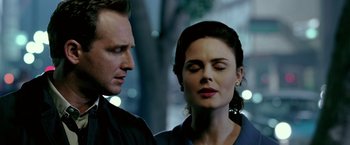 Movie still from “Glory Road” (2006), directed by James Gartner – A man and a woman standing next to each other; Close Up shot, Over the shoulder angle