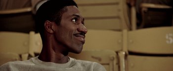 Movie still from “Glory Road” (2006), directed by James Gartner – A person looking up at something; Close Up shot, Low angle