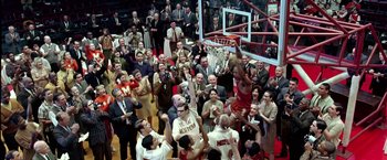 Movie still from “Glory Road” (2006), directed by James Gartner – A crowd of people watching a basketball game; Extreme Wide shot, High angle