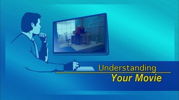 Movie still from “Tim and Eric's Billion Dollar Movie” (2012), directed by Eric Wareheim – A man is sitting in front of a television; Medium shot, Over the shoulder angle