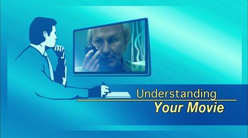 Movie still from “Tim and Eric's Billion Dollar Movie” (2012), directed by Eric Wareheim – An image of a man talking on the phone; Extreme Close Up shot, Over the shoulder angle
