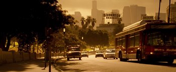 Movie still from “Goal! The Dream Begins” (2005), directed by Michael Winterbottom – A city street filled with lots of traffic; Extreme Wide shot, Low angle