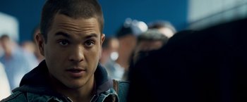 Movie still from “Goal! The Dream Begins” (2005), directed by Michael Winterbottom – A person wearing a jacket; Close Up shot, Over the shoulder angle