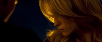 Movie still from “Goal! The Dream Begins” (2005), directed by Michael Winterbottom – A person with long blonde hair; Extreme Close Up shot, Low angle