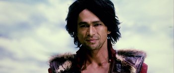 Movie still from “Goemon” (2009), directed by Kazuaki Kiriya – A person with long black hair; Close Up shot, Low angle