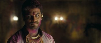 Movie still from “Goliyon Ki Raasleela Ram Leela” (2013), directed by Sanjay Leela Bhansali – A person with a face paint; Close Up shot, Low angle