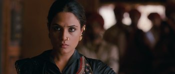 Movie still from “Goliyon Ki Raasleela Ram Leela” (2013), directed by Sanjay Leela Bhansali – A person with a nose ring; Close Up shot, Over the shoulder angle