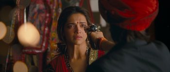 Movie still from “Goliyon Ki Raasleela Ram Leela” (2013), directed by Sanjay Leela Bhansali – A woman getting ready for an indian wedding; Close Up shot, Over the shoulder angle