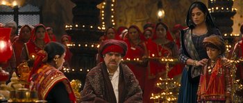 Movie still from “Goliyon Ki Raasleela Ram Leela” (2013), directed by Sanjay Leela Bhansali – A group of people in a room with lights; Medium shot, High angle