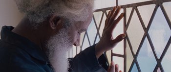 Movie still from “To the Wonder” (2012), directed by Terrence Malick – An old man with a beard is looking out of a window; Close Up shot, Low angle