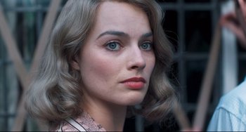 Movie still from “Goodbye Christopher Robin” (2017), directed by Simon Curtis – A person wearing a dress; Close Up shot, Over the shoulder angle
