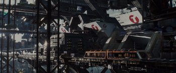 Movie still from “Total Recall” (2012), directed by Len Wiseman – Extreme Wide shot, Low angle