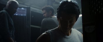 Movie still from “Total Recall” (2012), directed by Len Wiseman – Close Up shot, Over the shoulder angle