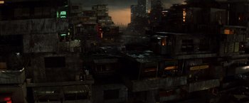 Movie still from “Total Recall” (2012), directed by Len Wiseman – Extreme Wide shot, Overhead angle