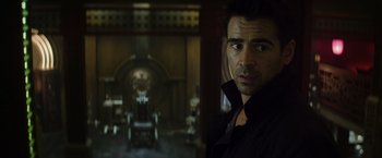 Movie still from “Total Recall” (2012), directed by Len Wiseman – Close Up shot, Over the shoulder angle