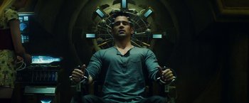 Movie still from “Total Recall” (2012), directed by Len Wiseman – Medium shot, Overhead angle