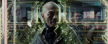 Movie still from “Total Recall” (2012), directed by Len Wiseman – Close Up shot, Low angle