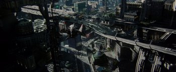 Movie still from “Total Recall” (2012), directed by Len Wiseman – Extreme Wide shot, Overhead angle
