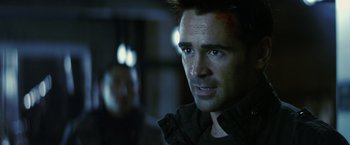 Movie still from “Total Recall” (2012), directed by Len Wiseman – Close Up shot, Over the shoulder angle