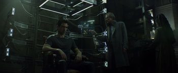 Movie still from “Total Recall” (2012), directed by Len Wiseman – Medium shot, Over the shoulder angle