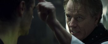 Movie still from “Total Recall” (2012), directed by Len Wiseman – Close Up shot, Over the shoulder angle