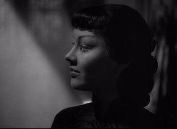 Movie still from “Green Dolphin Street” (1947), directed by Victor Saville – A black - and - white photo of a woman's face; Close Up shot, Low angle