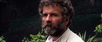 Movie still from “Greystoke: The Legend of Tarzan, Lord of the Apes” (1984), directed by Hugh Hudson – A person with a beard; Close Up shot, Low angle