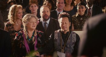 Movie still from “Grown Ups” (2010), directed by Dennis Dugan – A group of people sitting in front of each other; Medium shot, High angle