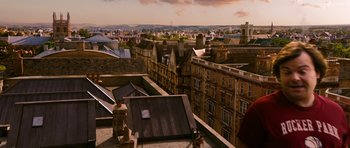 Movie still from “Gulliver's Travels” (2010), directed by Rob Letterman – An aerial view of a large city with many tall buildings; Extreme Wide shot, High angle