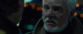 Movie still from “Halloween” (2007), directed by Rob Zombie – An old man with a beard and a white mustache; Close Up shot, Low angle