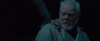 Movie still from “Halloween” (2007), directed by Rob Zombie – An old man with a beard and a white beard; Close Up shot, Low angle