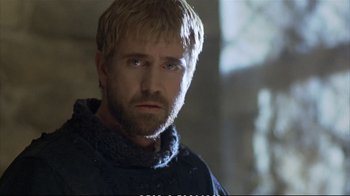 Movie still from “Hamlet” (1990), directed by Franco Zeffirelli – A person with a beard; Close Up shot, Over the shoulder angle