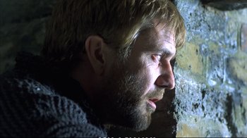 Movie still from “Hamlet” (1990), directed by Franco Zeffirelli – A person with a beard; Close Up shot, Low angle