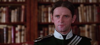 Movie still from “Hamlet” (1996), directed by Kenneth Branagh – A person wearing a uniform; Close Up shot, Low angle