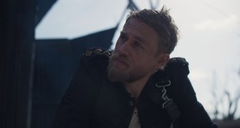 Movie still from “True History of the Kelly Gang” (2019), directed by Justin Kurzel – A person with a beard; Close Up shot, Over the shoulder angle