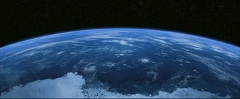 Movie still from “Happy Feet” (2006), directed by Warren Coleman – A view of the earth taken from the space shuttle; Extreme Wide shot, Overhead angle