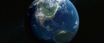 Movie still from “Happy Feet” (2006), directed by Warren Coleman – A view of the earth taken from space; Extreme Wide shot, Overhead angle