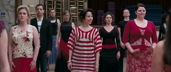 Movie still from “Happy-Go-Lucky” (2008), directed by Mike Leigh – A group of women standing next to each other; Medium shot, Low angle