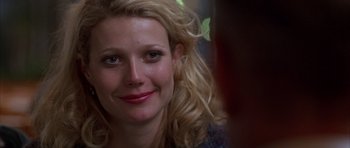 Movie still from “Hard Eight” (1996), directed by Paul Thomas Anderson – A woman with blonde hair; Close Up shot, Over the shoulder angle